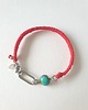 bransoletki z kamieni naturalnych Bransoletka BOHO ręcznie tkana, czerwona z turkusem, wodoodporna