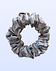 gumki do włosów Scrunchie MIDI srebrna w kratkę