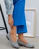 baleriny damskie SKÓRZANE BALERINKI ZAPATO 025 SZARE KWADRATY