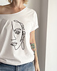 t-shirt damskie Lineart twarz Biały Oversize