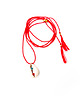 chokery POPPY RED/BABY BLUE naszyjnik z muszlą JEDWAB