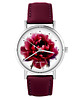 zegarki damskie Zegarek - Piwonia - skórzany, burgund