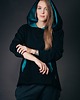 bluza z kapturem damska Bluza Bokserska czarna z turkusem