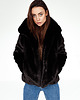 kurtki damskie Czarna Kurtka Futerko Damskie z Kołnierzem