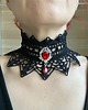 chokery Czarny choker/kolia Wiktoriańska z piękną czerwoną ozdobą