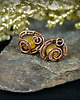 kolczyki wire wrapping Kolczyki sztyfty z żółtym jadeitem