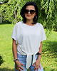 t-shirt damskie T-shirt z wiązaniem u dołu biały Italia