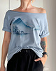 t-shirt damskie Jezioro góry japoński krajobraz Bladoniebieski Oversize