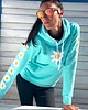 bluza z kapturem damska Mietowa bluza damska na wiosne w stokrotki