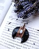 wisiory Wisior miedziany lunula obsydian moonstone I