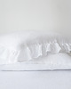 poduszki gładkie Lniana Poszewka Z Falbanką PURE WHITE