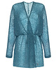 kardigany damskie Alpaka kimono z paskiem - Morski