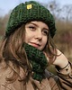 czapki damskie Wełniana czapka i komin- komplet zimowy peruvian WOOLY zielony