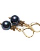 kolczyki pozłacane Pearls /navy blue / vol. 4 - kolczyki pozłacane