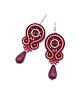 kolczyki soutache Kolczyki sutasz bordowe czerwone eleganckie z dużą łezką Cleo