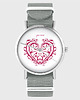 zegarki damskie Zegarek - Serce ornamentowe - szary, nato