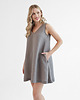sukienki mini damskie Lniana Sukienka DAHLIA TRUE GRAY