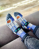 skarpetki damskie Kolorowe Skarpetki w kwiaty z króliczkiem - patchwork
