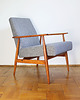 fotele Fotel Lisek PRL, Fotel 300-190, Po renowacji, kolor teak mid-century