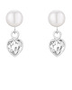 kolczyki pozłacane Srebrne kolczyki perły z sercami SWAROVSKI CRYSTAL