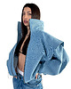kurtki damskie Parachute light blue denim bomber jacket