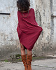 sukienki midi damskie Crimson Tube bordowa tunika z angory