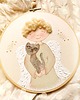 Chrzest - inne Aniołek z kotem, ręcznie malowany obrazek na pamiątkę dla dziecka
