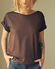 t-shirt damskie Brązowy Zgaszony Oversize Bez Nadruku