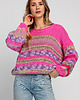 swetry damskie  Lekki oversizowy kolorowy sweter F1842 sweetpink