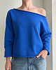 bluza bez kaptura damska Chabrowo niebieska bluza cięta Bez ściągaczy