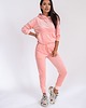 komplety damskie Różowy welurowy dres OOH LA LA