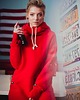 bluza z kapturem damska Bluza LUZAK czerwony