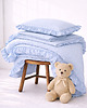 kocyki, kołderki, pościel dla dzieci Lniana pościel dziecięca z falbanką - błękit