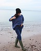 swetry damskie  Sweter handmade oversize  blue z wełną