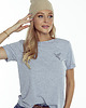 t-shirt damskie Koszulka bawełniana szara T-shirt z haftem