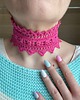 chokery Barbie pink fuksjowy koronkowy choker
