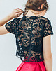 t-shirt damskie Czarny koronkowy top