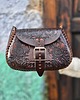 torby na ramię Torebka skórzana Folklora ciemnobrązowa kwiaty ręcznie robiona