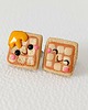 kolczyki z masy plastycznej Małe śmieszne kolczyki sztyfty gofry z miodem