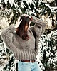 swetry damskie  Brązowy sweter handmade moher z wełną