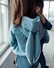 bluza z kapturem damska Kangurka damska z kapturem z uszami królika błękitna