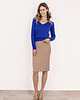 swetry damskie  Dzianinowy sweter z dekoltem w serek - SWE345 kobaltowy MKM