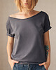 t-shirt damskie Szara Czekolada Zgaszony Oversize Bez Nadruku