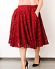 spódnice midi Czerwona spódnica maksi z koła koronkowa