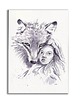 grafiki i ilustracje Wilk i dziewczynka. Grafika ręcznie malowana