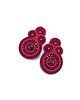 kolczyki soutache Kolczyki sutasz sztyfty małe czerwono bordowe z kryształkami Gracia