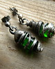kolczyki wire wrapping zielony kokon  - sztyfciki