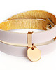bransoletki skórzane pudrowa + gold