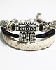 bransoletki - inne Bransoletka - Ornamenty - rzemienie, kremowa, czarna