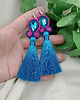 kolczyki soutache Kolczyki z chwostami meksykańskie, turkusowe chwosty, długie klipsy